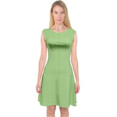 Mod Twist Stripes Green And White Capsleeve Midi Dress by BrightVibesDesign