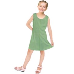 Mod Twist Stripes Green And White Kids  Tunic Dress by BrightVibesDesign