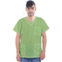 Mod Twist Stripes Green And White Men s V-Neck Scrub Top View1