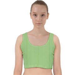 Mod Twist Stripes Green And White Velvet Racer Back Crop Top by BrightVibesDesign