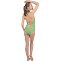 Mod Twist Stripes Green And White Halter Front Plunge Swimsuit View2