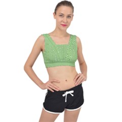 Mod Twist Stripes Green And White V-back Sports Bra