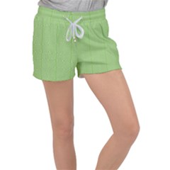 Mod Twist Stripes Green And White Women s Velour Lounge Shorts