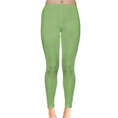 Mod Twist Stripes Green And White Inside Out Leggings by BrightVibesDesign