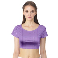 Mod Twist Stripes Purple And White Short Sleeve Crop Top by BrightVibesDesign