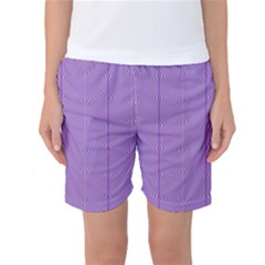 Mod Twist Stripes Purple And White Women s Basketball Shorts by BrightVibesDesign