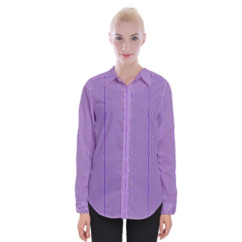 Mod Twist Stripes Purple And White Womens Long Sleeve Shirt by BrightVibesDesign