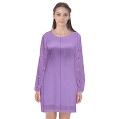 Mod Twist Stripes Purple And White Long Sleeve Chiffon Shift Dress  by BrightVibesDesign