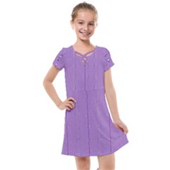 Mod Twist Stripes Purple And White Kids  Cross Web Dress by BrightVibesDesign