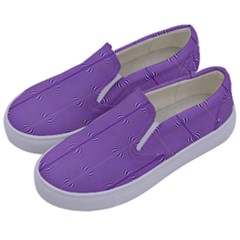 Mod Twist Stripes Purple And White Kids  Canvas Slip Ons by BrightVibesDesign