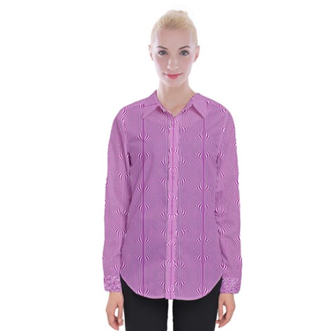 Mod Twist Stripes Pink And White Womens Long Sleeve Shirt by BrightVibesDesign