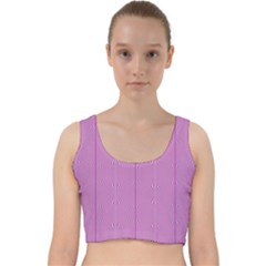 Mod Twist Stripes Pink And White Velvet Racer Back Crop Top by BrightVibesDesign