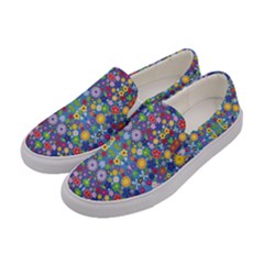 Colorful Flowers Women s Canvas Slip Ons by LoolyElzayat