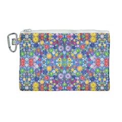 Colorful Flowers Canvas Cosmetic Bag (large) by LoolyElzayat