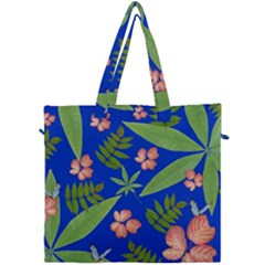 Leaves On Blue Canvas Travel Bag by LoolyElzayat