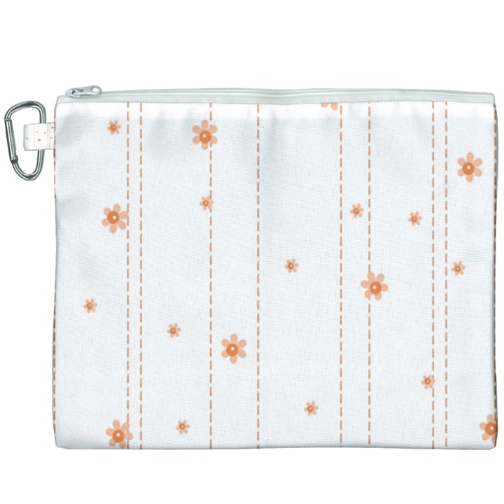 Background Salmon Pink White Motive Canvas Cosmetic Bag (XXXL)