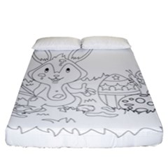 Coloring Picture Easter Easter Bunny Fitted Sheet (california King Size) by Sapixe