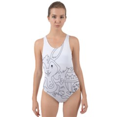 Coloring Picture Easter Easter Bunny Cut-out Back One Piece Swimsuit by Sapixe