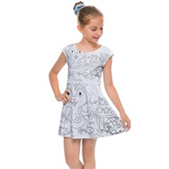 Coloring Picture Easter Easter Bunny Kids Cap Sleeve Dress by Sapixe