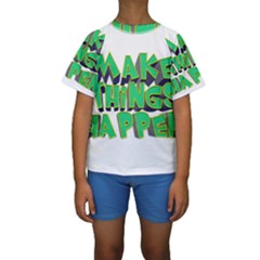 Act Do Text Make Tackle Implement Kids  Short Sleeve Swimwear by Sapixe