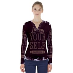 Encourage Motivation Tackle Things V-neck Long Sleeve Top by Sapixe