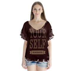 Encourage Motivation Tackle Things V-neck Flutter Sleeve Top by Sapixe