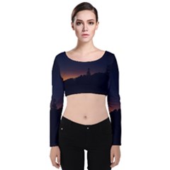 Nature Night Colorful Landscape Velvet Crop Top