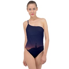 Nature Night Colorful Landscape Classic One Shoulder Swimsuit by Sapixe