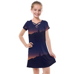 Nature Night Colorful Landscape Kids  Cross Web Dress