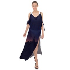 Nature Night Colorful Landscape Maxi Chiffon Cover Up Dress