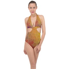 Colors Modern Contemporary Graphic Halter Front Plunge Swimsuit