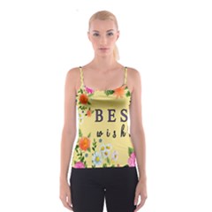 Best Wishes Yellow Flower Greeting Spaghetti Strap Top by Sapixe