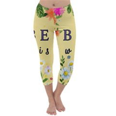 Best Wishes Yellow Flower Greeting Capri Winter Leggings  by Sapixe