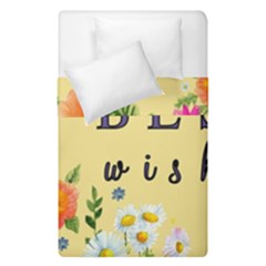 Best Wishes Yellow Flower Greeting Duvet Cover Double Side (single Size) by Sapixe