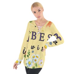 Best Wishes Yellow Flower Greeting Tie Up Tee by Sapixe