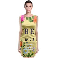 Best Wishes Yellow Flower Greeting Classic Sleeveless Midi Dress by Sapixe