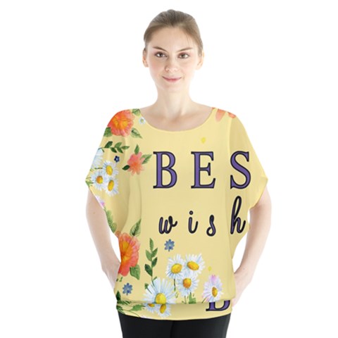 Best Wishes Yellow Flower Greeting Blouse by Sapixe