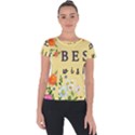 Best Wishes Yellow Flower Greeting Short Sleeve Sports Top  View1