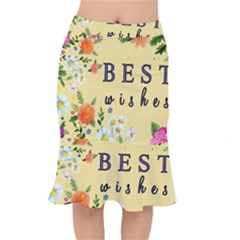 Best Wishes Yellow Flower Greeting Mermaid Skirt by Sapixe