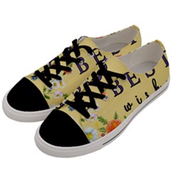 Best Wishes Yellow Flower Greeting Men s Low Top Canvas Sneakers by Sapixe