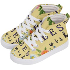 Best Wishes Yellow Flower Greeting Kid s Hi-top Skate Sneakers by Sapixe