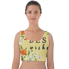 Best Wishes Yellow Flower Greeting Velvet Crop Top by Sapixe