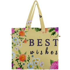 Best Wishes Yellow Flower Greeting Canvas Travel Bag by Sapixe