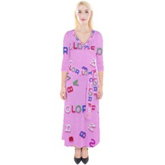 Pattern Desktop Sign Aerial Quarter Sleeve Wrap Maxi Dress by Sapixe