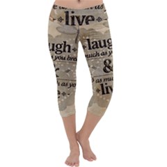 Motivational Calligraphy Grunge Capri Yoga Leggings by Sapixe