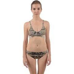 Motivational Calligraphy Grunge Wrap Around Bikini Set by Sapixe