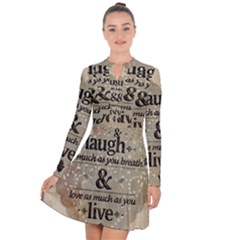 Motivational Calligraphy Grunge Long Sleeve Panel Dress