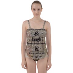 Motivational Calligraphy Grunge Twist Front Tankini Set by Sapixe