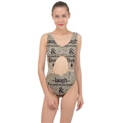 Motivational Calligraphy Grunge Center Cut Out Swimsuit by Sapixe