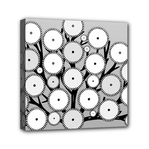 Gears Tree Structure Networks Mini Canvas 6  x 6 